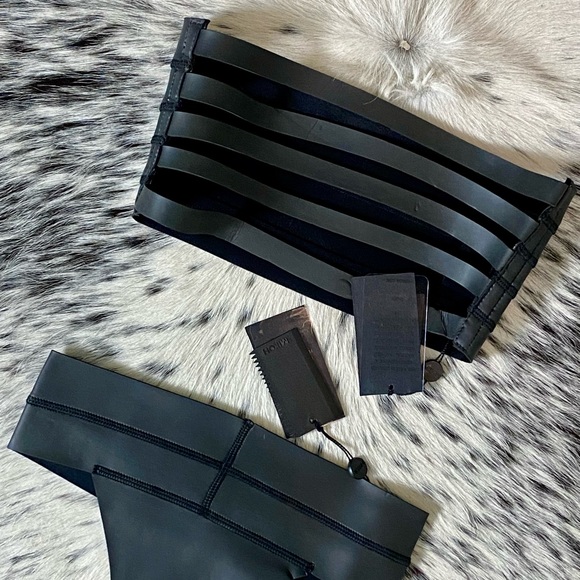 MIKOH RINCON NEOPRENE CUTOUT BANDEAU BIKINI, SZ S - Picture 13 of 13